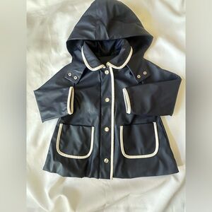 Jacadi Paris Toddler Hooded Navy Rain Coat Size 3T